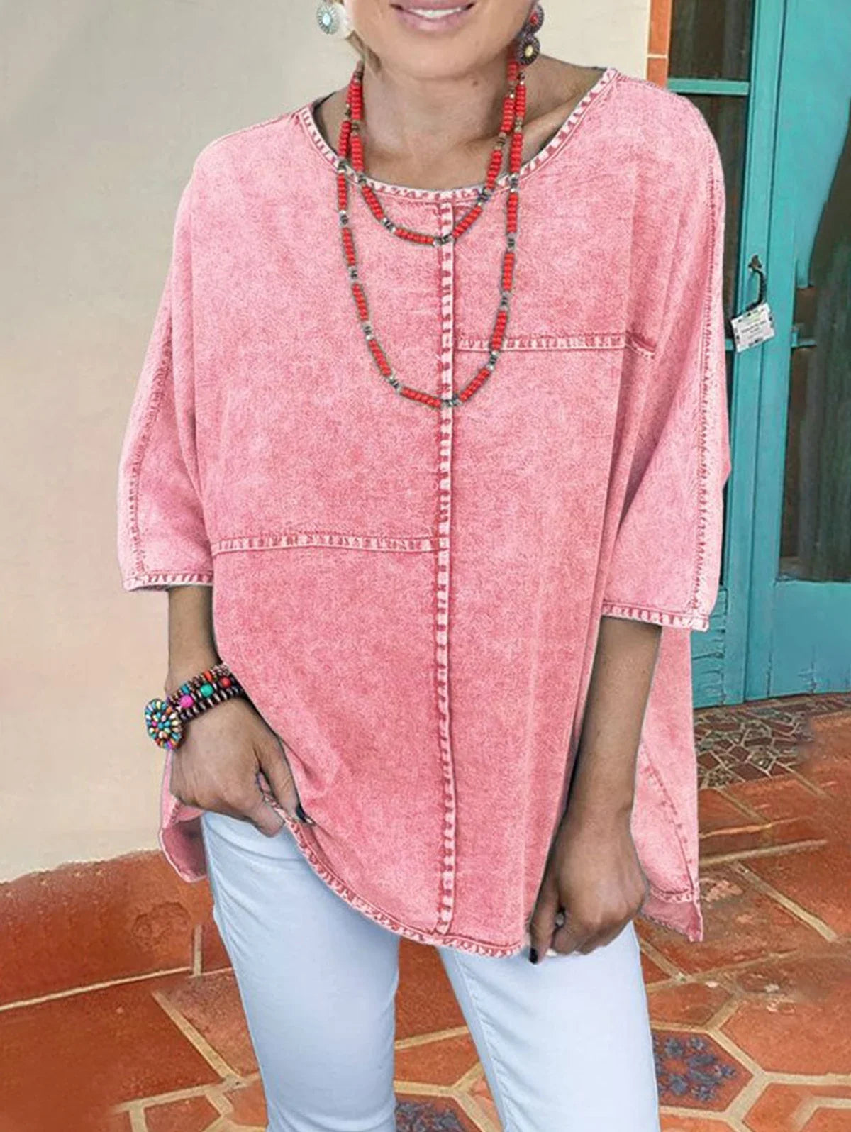 maoxiangshop Women's Plus Size Denim Shirts Spring Fashion Half Sleeve Spliced Elegant Shirt Blouse Woven Cotton Shirt Chemise Blusas Tops