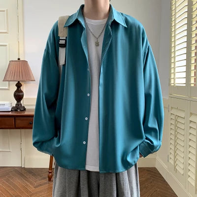 maoxiangshop 2024 Spring Summer Men White Vintage Shirts Mens Harajuku Fashion Oversized Shirt Male Black Casual Streetwear Blouses 5XL