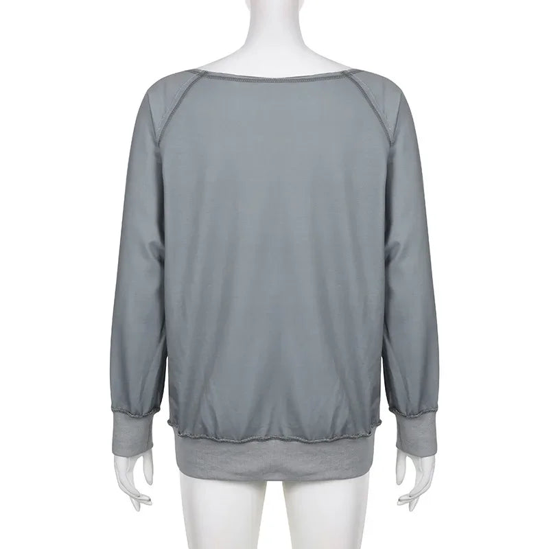 Love Tie Dye Gray Sweatshirts Streetwear Y2k Hoodie Irregular Long Sleeve Tops 90s Aesthetic Vintage Clothes P84-CF38