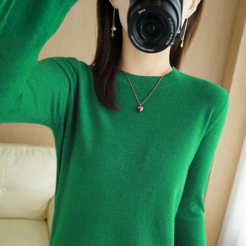 maoxiangshop Women Sweater Spring Autumn Long Sleeve O-neck Pullovers Warm Bottoming Shirts Korean Fashion Sweater Knitwear Soft Jumpers