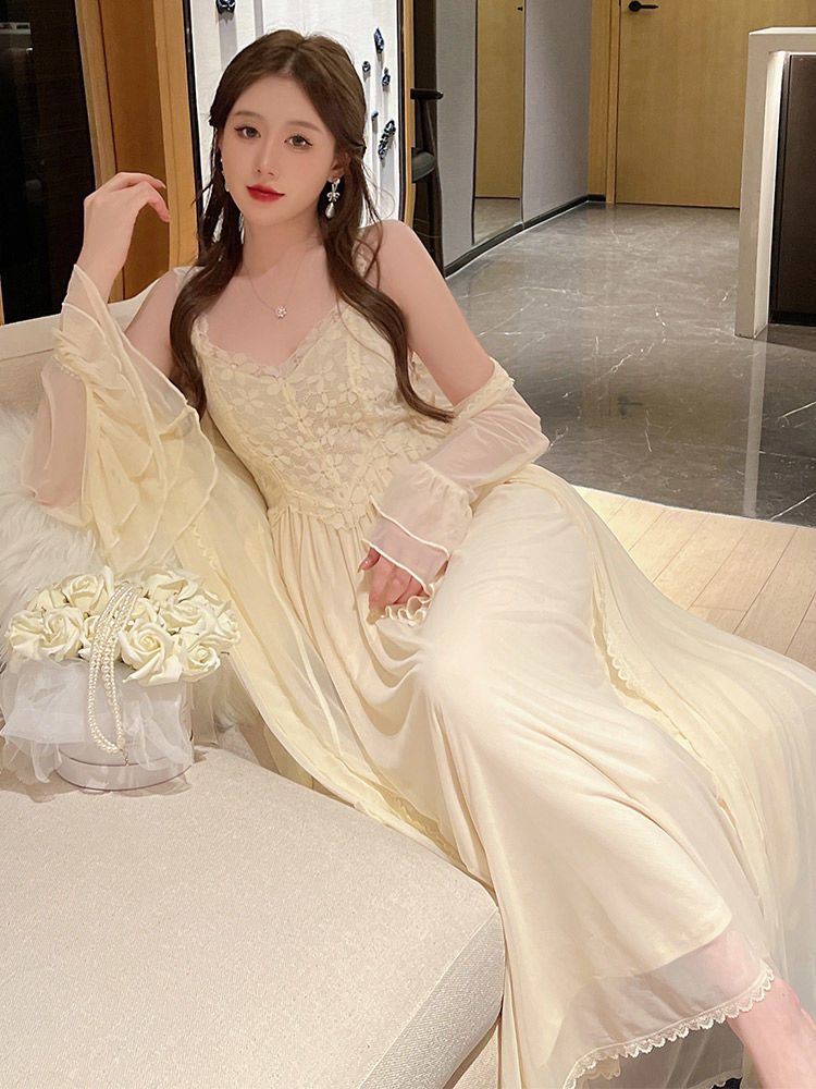 maoxiangshop Autumn Lace Strap Dresses for Women Sweet Vintage Korean Style Long Party Dresses Elegant Casual Women's Dresses Designer