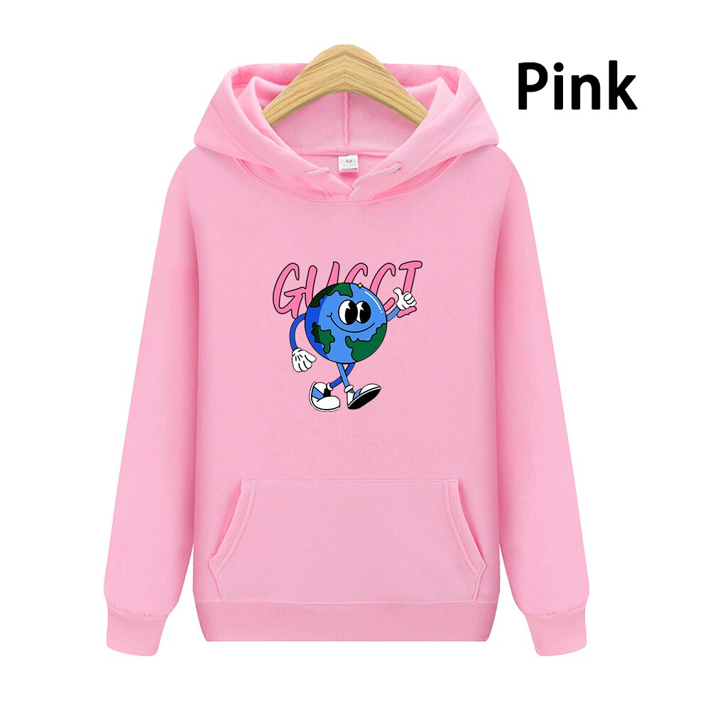 Earth Pattern Print Hoodies Autumn Winter Women's Fashion Versatile Multicolor O-Neck Sweatshirts Sweet Lovely Loose Fleece Tops