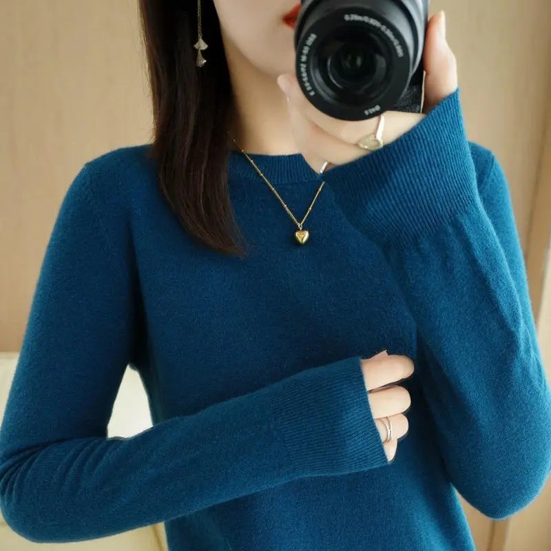 maoxiangshop Women Sweater Spring Autumn Long Sleeve O-neck Pullovers Warm Bottoming Shirts Korean Fashion Sweater Knitwear Soft Jumpers