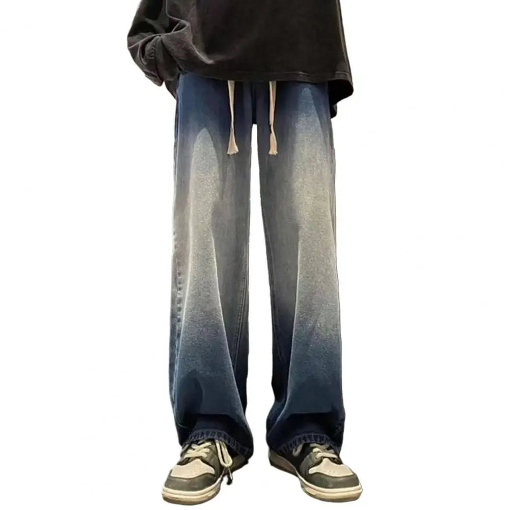 maoxiangshop Men's Jeans Korean Version Student Casual Pants High Street Straight Loose Wide Leg Jeans Black Grey Blue Baggy Jeans