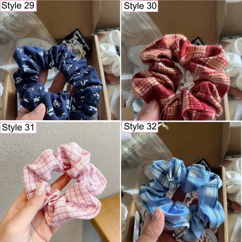 Floral Print Sweet Cute Scrunchie Woman Four Seasons Elastic Hair Rope Casual Scrunchies Style Can be Changed 4 Pcs/bag