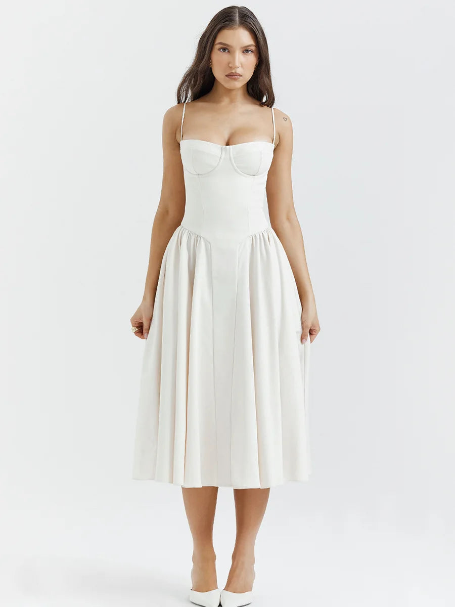 Casual Holiday Dresses Midi Elegant Party Dresses Spaghetti Strap Female Long Dress Summer Women Clothing