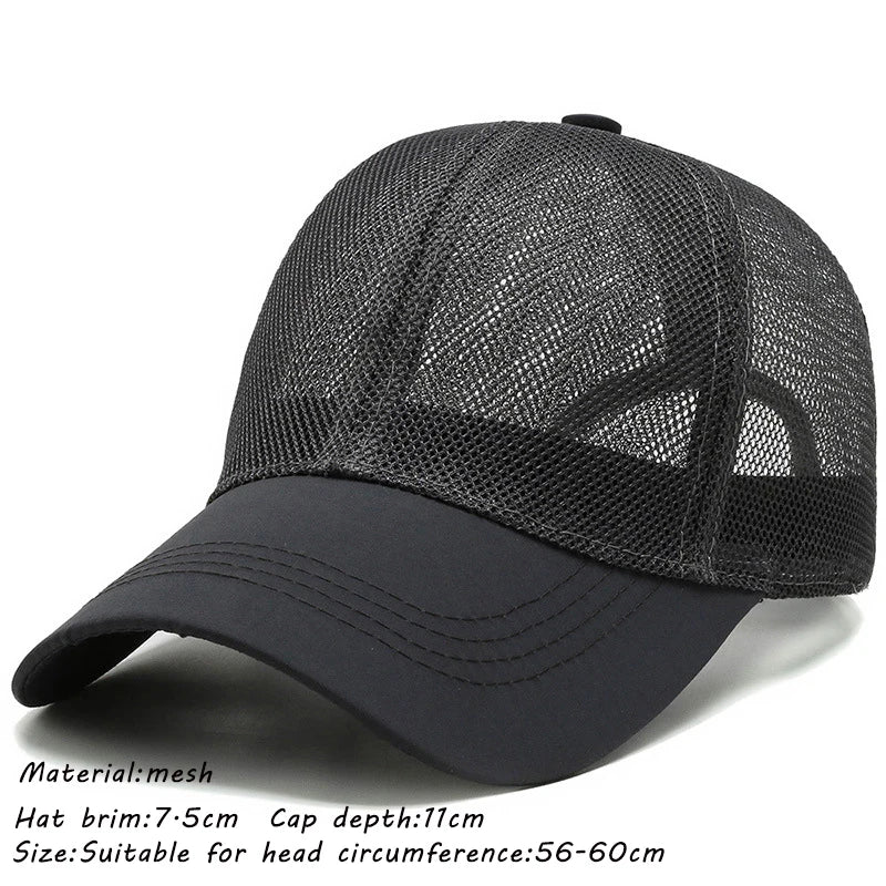 maoxiangshop Summer Full Mesh Baseball Cap Unisex Trucker Cap Trucker Caps Men Fishing Hat Quick Dry Golf Running Hat Adjustable Snapback Hat