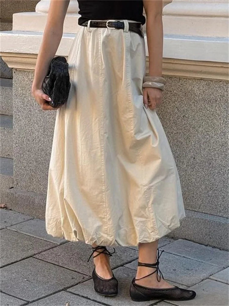 maoxiangshop - Autumn High Waist Fashion Long Skirt Women's Slim Solid Elegant Commute Streetwear Loose Casual Ladies Maxi Skirt 2025 New