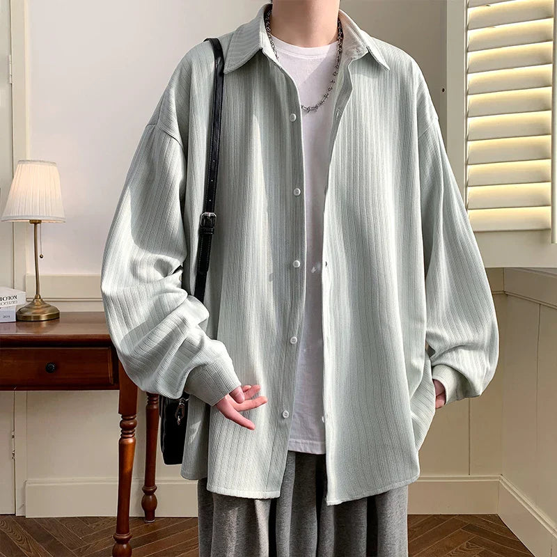 maoxiangshop 2024 Spring Summer Men White Vintage Shirts Mens Harajuku Fashion Oversized Shirt Male Black Casual Streetwear Blouses 5XL