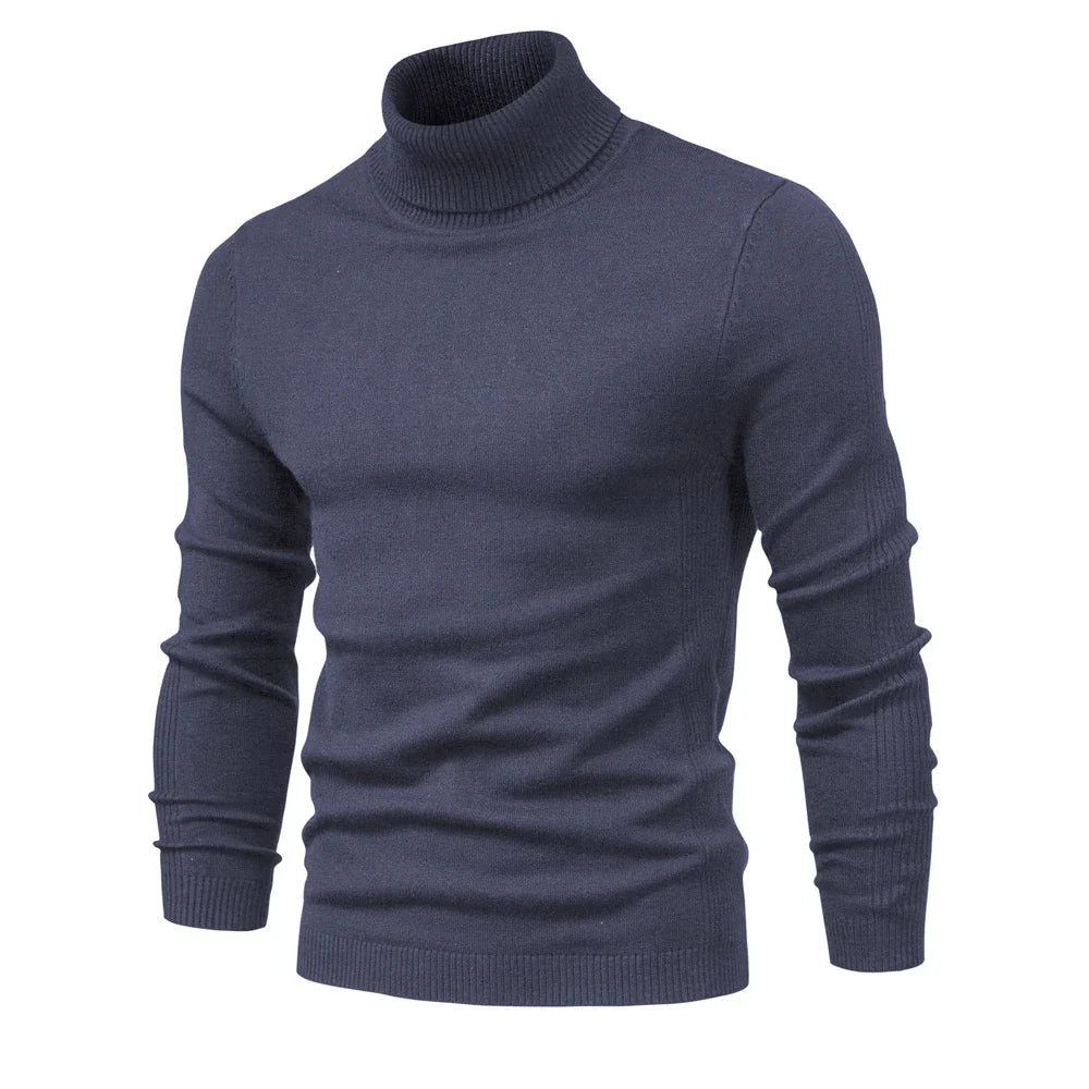 maoxiangshop New Winter Turtleneck Thick Mens Sweaters Casual Turtle Neck Solid Color Quality Warm Slim Turtleneck Sweaters Pullover Men