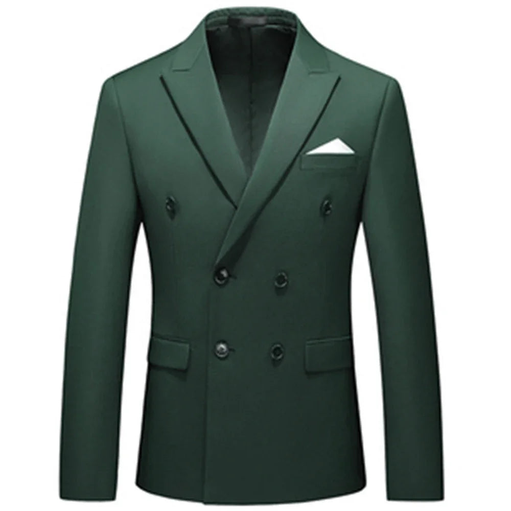maoxiangshop Fashion New Men's Casual Boutique Business Solid Color Double Breasted Suit Jacket Blazers Coat