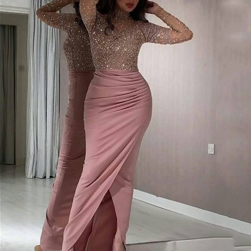 maoxiangshop Sexy Buttocks Ball Gown Dress for Women Party Evening Night Wear Slim Elegant Ladies Long Dresses Fashion Hollow Out Tops Robe