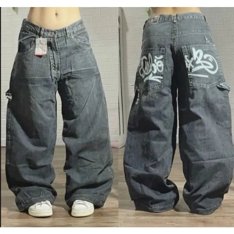 maoxiangshopStreet Vintage Jeans New Y2K Harajuku Wash blue Multiple pockets Baggy Jeans Denim Pants Mens Womens High Waist Wide Trousers