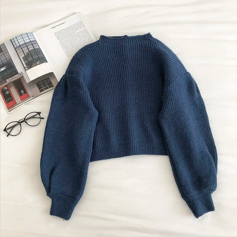 maoxiangshop Retro Turtleneck Single-Breasted Sweater Women's cardigans Autumn New Korean Loose Long-Sleeved knit Cardigans Fashion Full