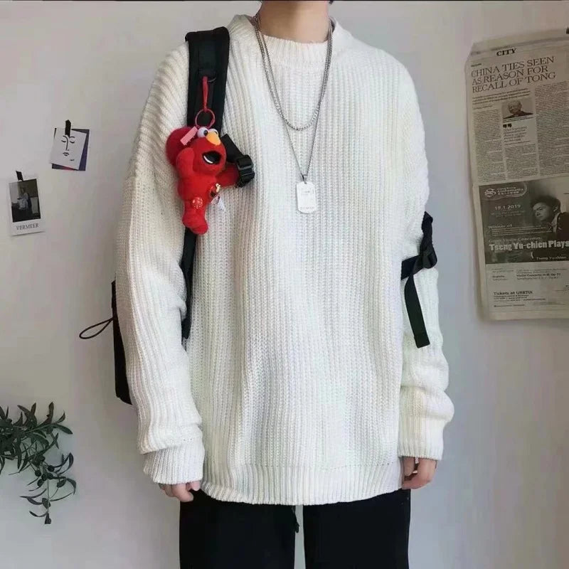 maoxiangshop Men Autumn Solid Color Wool Sweaters Slim Fit Streetwear Mens Clothing Casual Knitted Sweater Men Korean Fashion Pullovers
