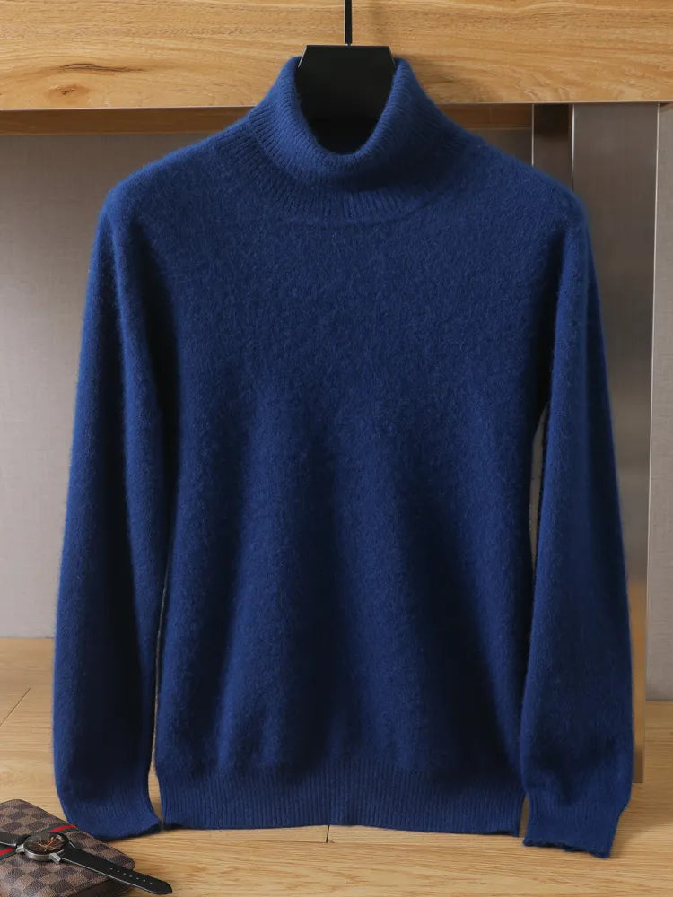 maoxiangshop Men's 100% pure Mink velvet Cashmere Sweater High Lapels Pullovers Knitted Winter New Tops Long Sleeve High-End Jumpers