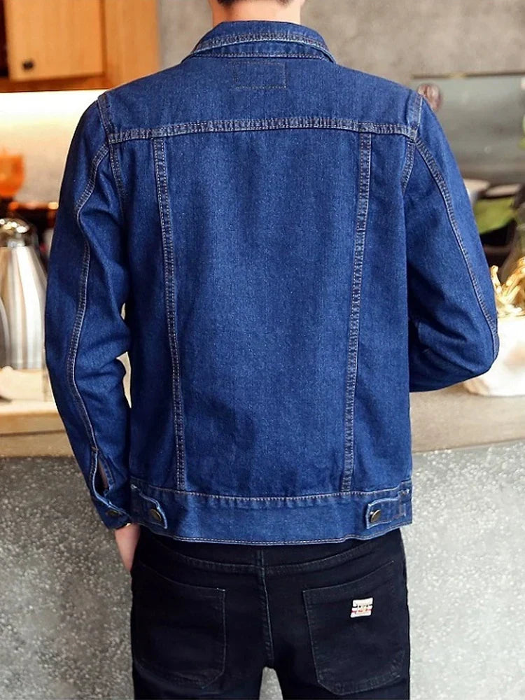 maoxiangshop Autumn New High-end Brand Male Fashion Boutique Blue Slim Casual Denim Jacket Trendy Thin Mens Denim Coat Cowboy