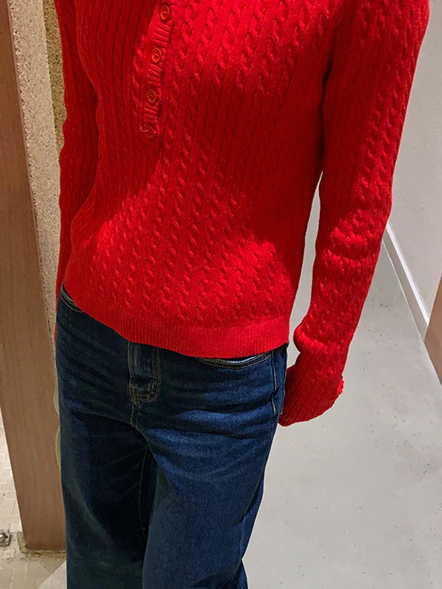 maoxiangshop - Autumn Solid Cardigan Sweater Women 2024 New O Neck Button Up Long Sleeve Slim Jumper Vintage Fashion Casual Knitted Outerwear