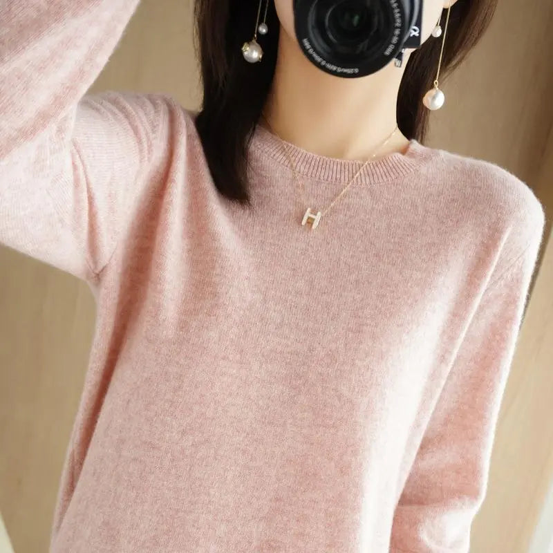 maoxiangshop Women Sweater Spring Autumn Long Sleeve O-neck Pullovers Warm Bottoming Shirts Korean Fashion Sweater Knitwear Soft Jumpers
