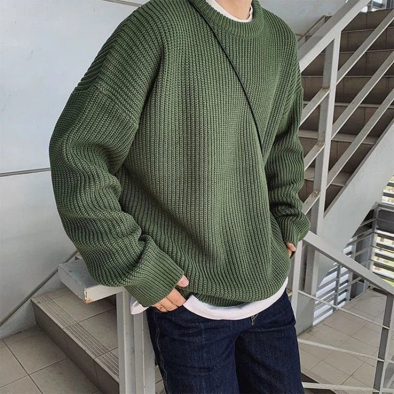maoxiangshop Men Autumn Solid Color Wool Sweaters Slim Fit Streetwear Mens Clothing Casual Knitted Sweater Men Korean Fashion Pullovers