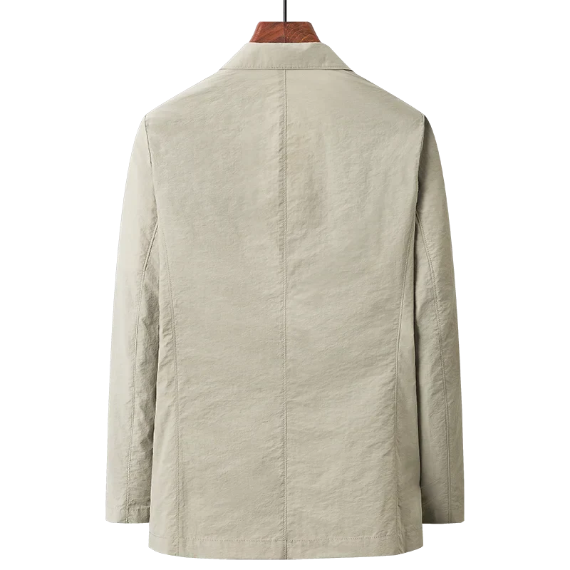 maoxiangshop 2024 Spring Summer Men Casual Blazers Khaki White Navy Black Suit Coats Thin Nylon Cotton Blend Fabric Outfits Everyday Clothes