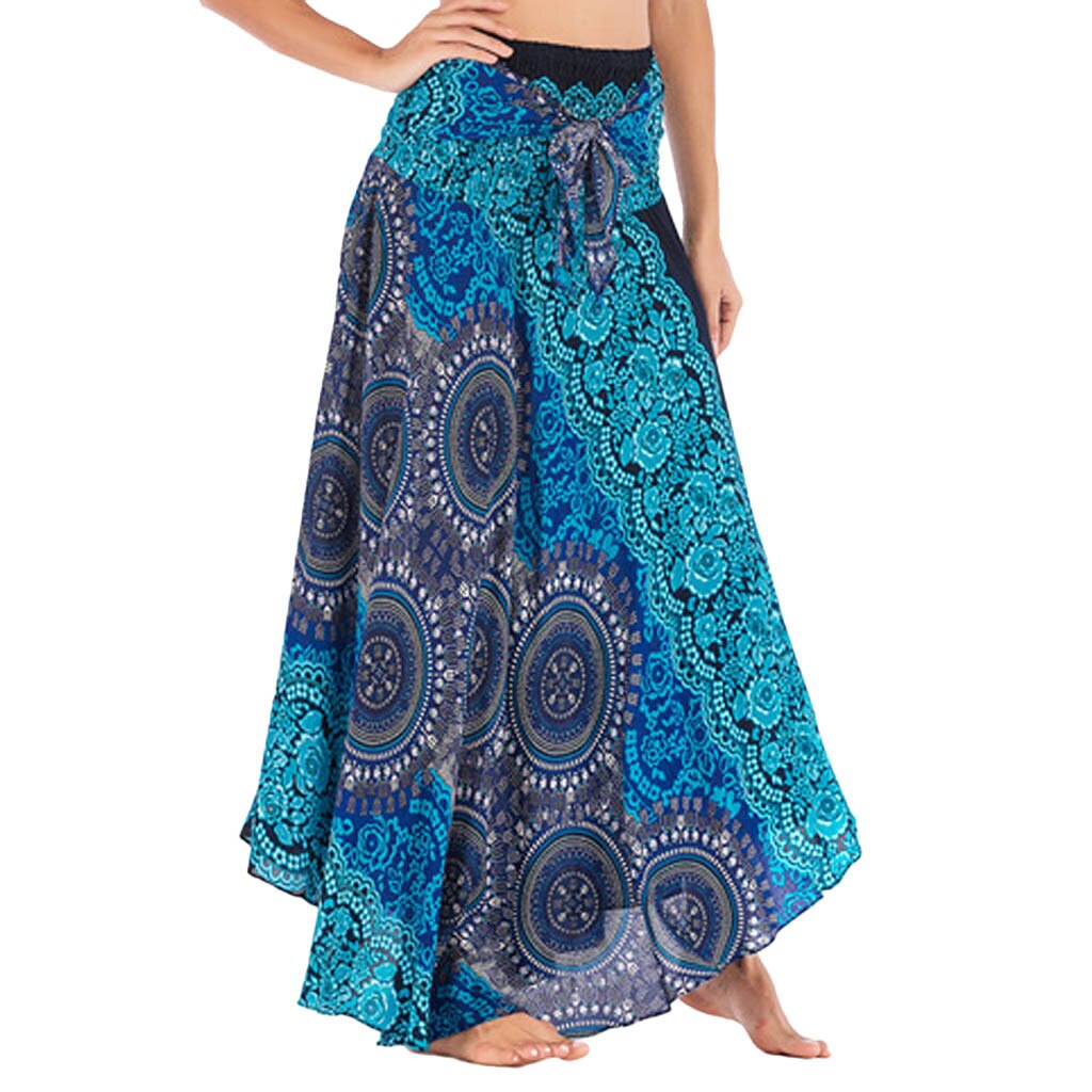 maoxiangshop Fashion Skirts Women Clothes Roupas Saia Bottom Women Skirt New Sexy Woman Long Jupe Bohemian Boho Flowers Elastic Waist Faldas