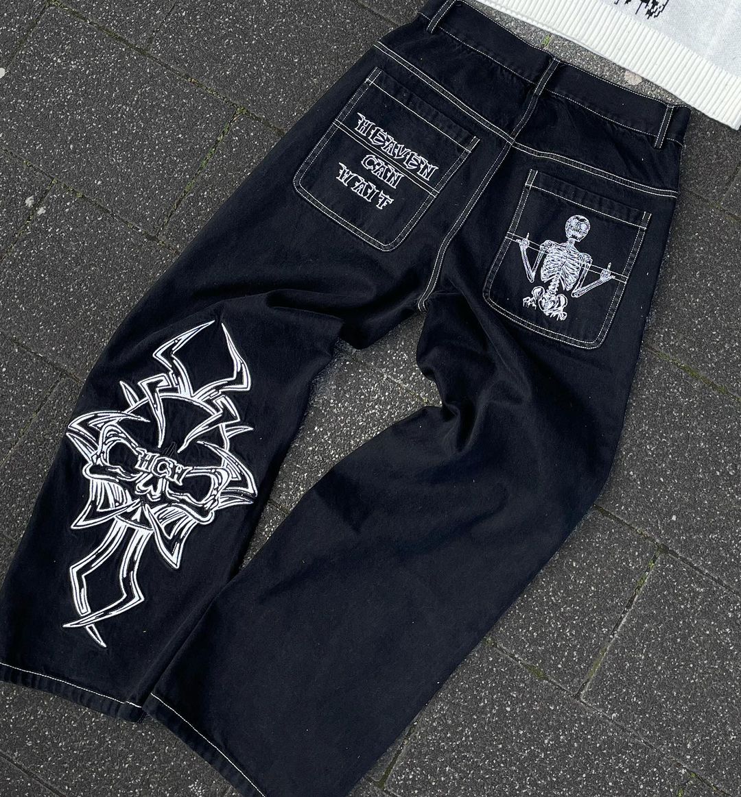 maoxiangshopKorean Fashion NEW Alphabetic Printing Women Jeans Y2k Aesthetic Mid Waist Casual Baggy Trousers Denim Pants Pants Streetwear
