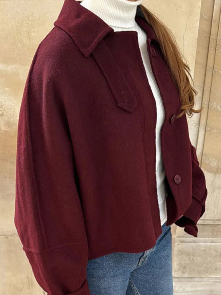 maoxiangshop - Fashion Casual Loose Women's Jacket Turndown Collar Single Breasted Solid Color Jackets New Autumn Simple Retro Women Coat