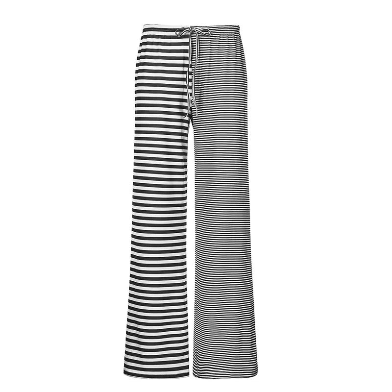maoxiangshop - Y2K American Striped Loose Casual Pants Women Low Rise Lacing Straight Leg Pants Female Autumn Winter Street New Trousers