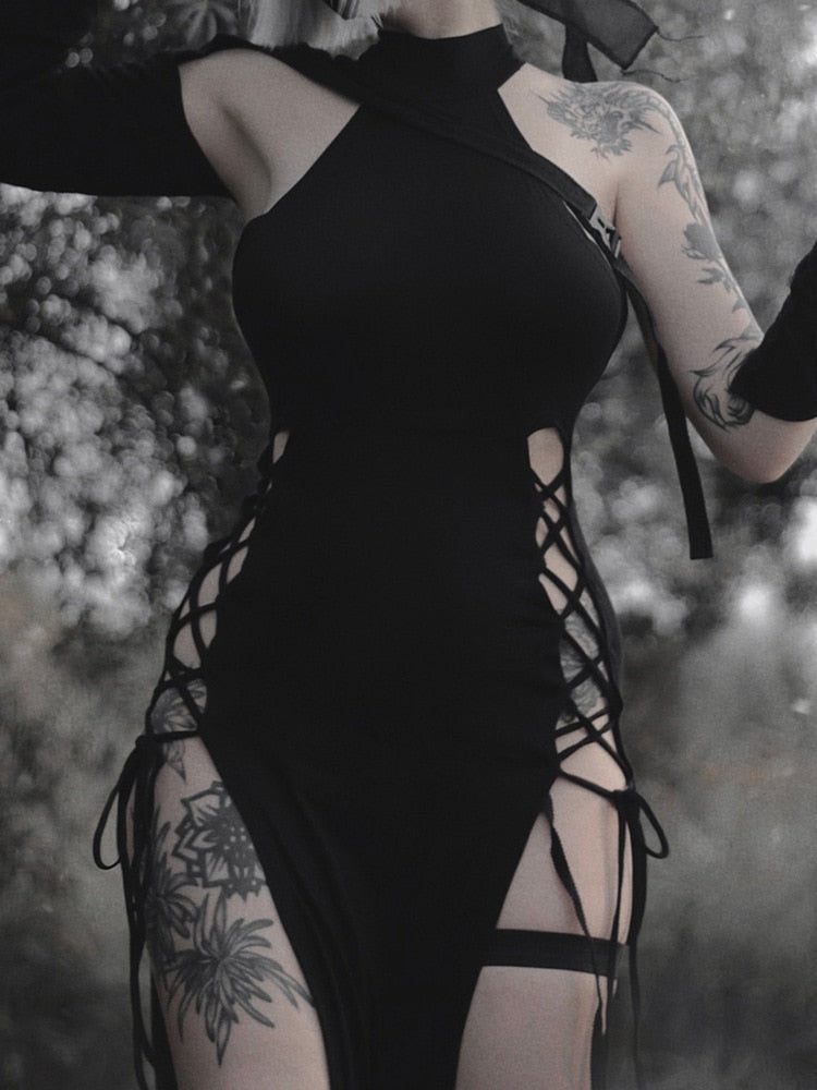 maoxiangshop Elegant Black Sleeveless Bandage Sexy Dress for Women Club Party Backless Tank Dresses Skinny Fashion Summer Dresses