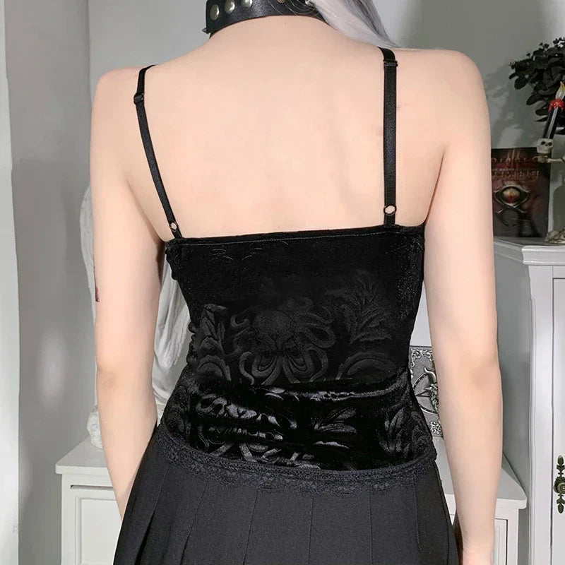maoxiangshop-Womens Tops Dark Sexy Lace Vintage Tops Women European and American Black Halter Clothes Tank Top Women's