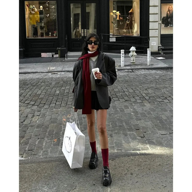 maoxiangshop - Autumn and Winter New Pullover Sweater College Style V-neck Layered Loose Sleeveless Knitted Vest Vest Women's Clothing