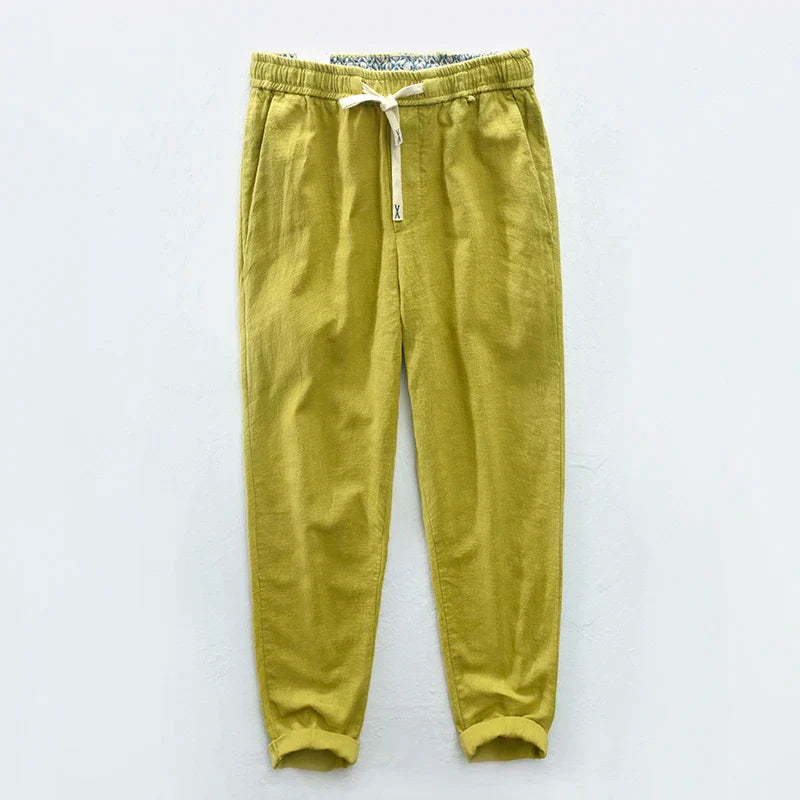 maoxiangshop 7 Colors Men's Cotton Linen Pants Male Spring Summer Casual Solid Color Thin Linen Cargo Trousers Streetwear M-XXXL