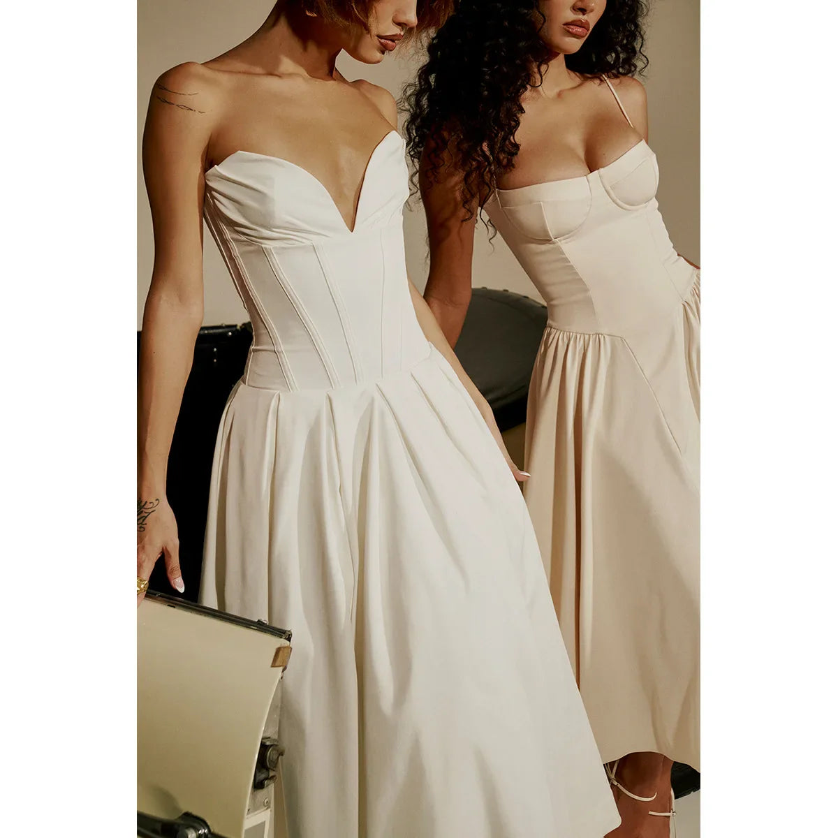 Elegant Strapless Formal Occasion Dress Summer Midi Birthday Party Dresses Red Wedding Guess Dress Women's Clothing
