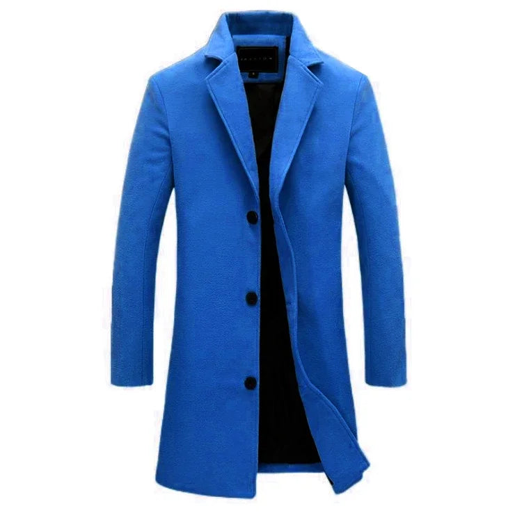 maoxiangshop WINTER OUTFITS MEN Autumn Winter Fashion Men's Woolen Coats Solid Color Single Breasted Lapel Long Coat Jacket Casual Overcoat Plus Size 9 Colors