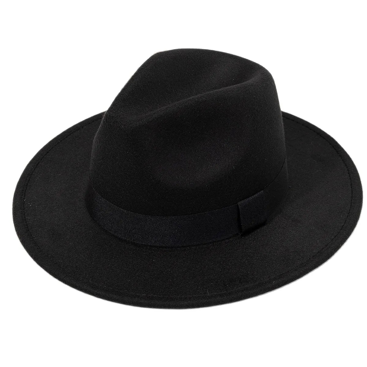 maoxiangshop Autumn and winter men and women's new large brimmed hats, fashionable woolen jazz hats, English style top hats
