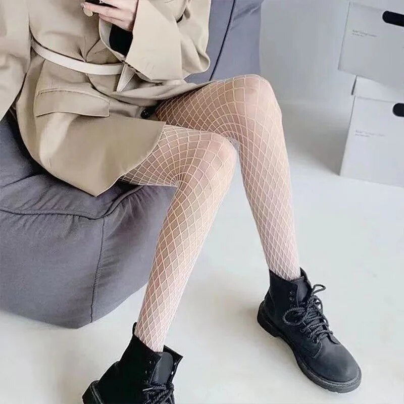 maoxiangshop Nylons Fishnet Tights Pantyhose Netting Stockings Leggings For Women White Black Mesh Tights Sexy Fishnet Stockings Lingerie