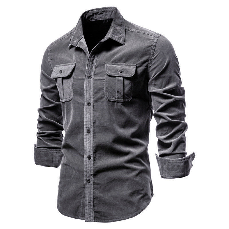 maoxiangshop Wrinkled Shoulder Solid Color Denim Coat Men's Long Sleeve Wash Jeans Shirt Men Clothing