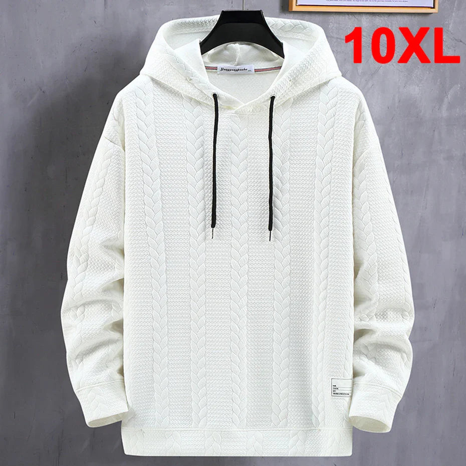 maoxiangshop Mens Hoodies Plus Size 10XL Solid Color Hoodie Spring Autumn Hooded Sweatshirt Male Big Size 10XL Pullover Black White