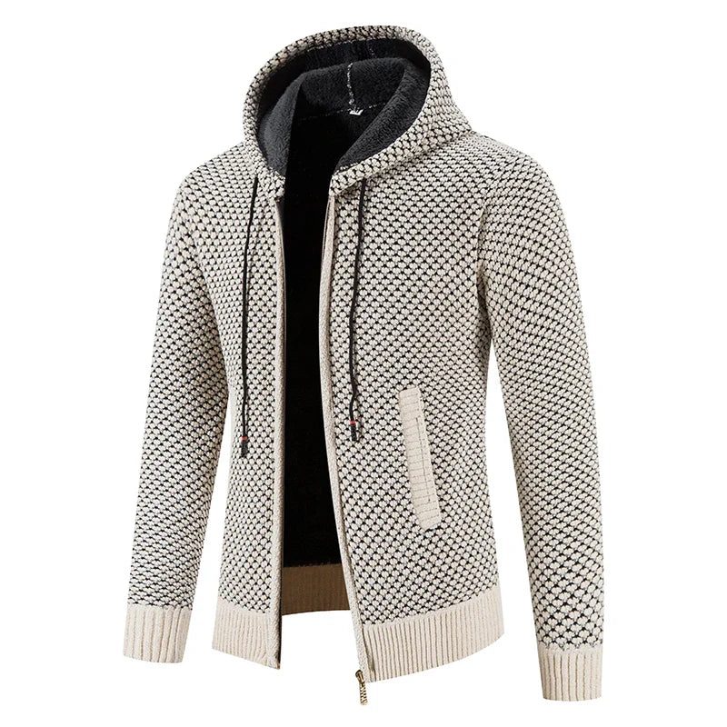 maoxiangshop Cardigan Men's Sweater Jacket Male Cold Blouse Autumn Winter New Korean Casual Slim Hooded Windbreaker Warm Y2K Chenille Coat