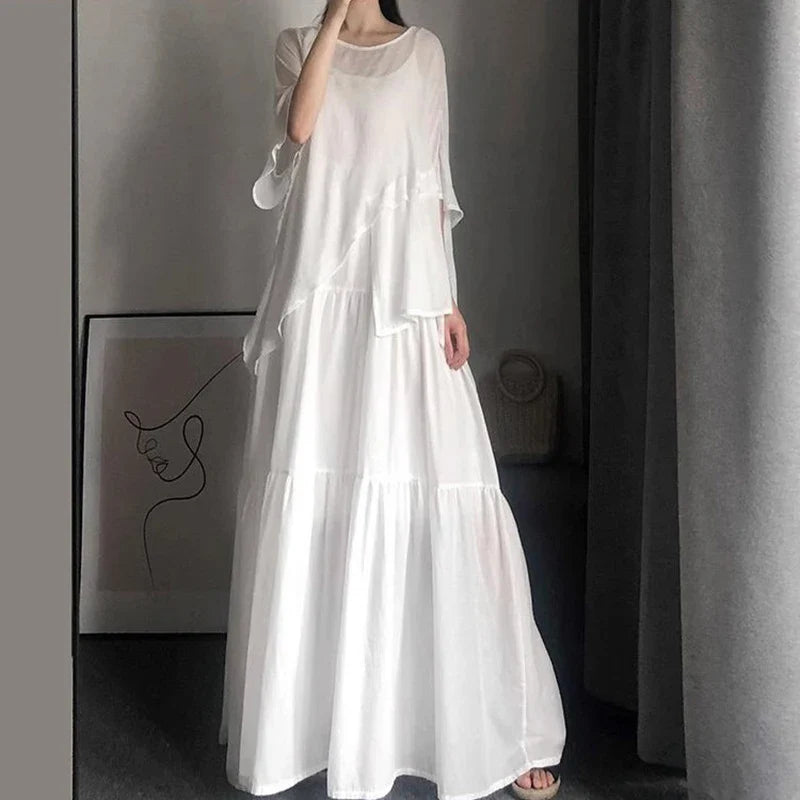 Elegant Long Dress Women Spaghetti Strap A Line Dresses Holiday Beach Sleeveless Vestidos Korean Oversized Casual Sundress