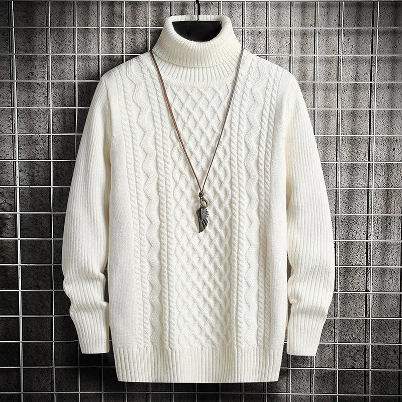 maoxiangshop 2024 Men's Winter Warm Turtleneck Sweaters Knitted Thick Pullover Casual Sweaters High Neck Knited Solid Color Jumpers for Men