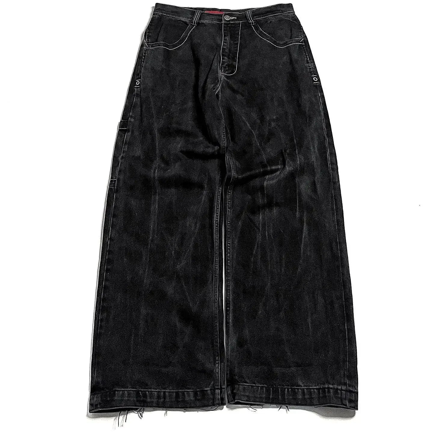 Jeans New Harajuku Hip Hop Retro Skull Graphic Embroidered Baggy Jeans Denim Pants Men Women Goth High Waist Wide Trousers