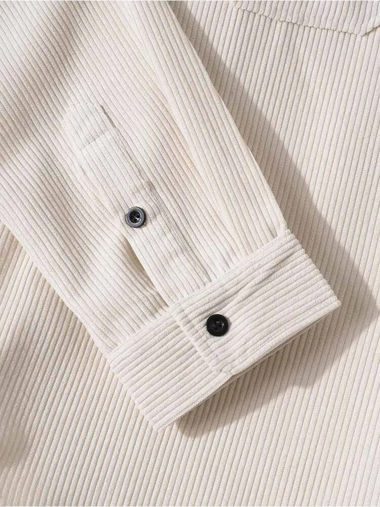maoxiangshop Corduroy Shirts for Men Solid Long Sleeve Plain Button Blouses Unisex Streetwear Safari Style Tops y2k Shirt Z4855473