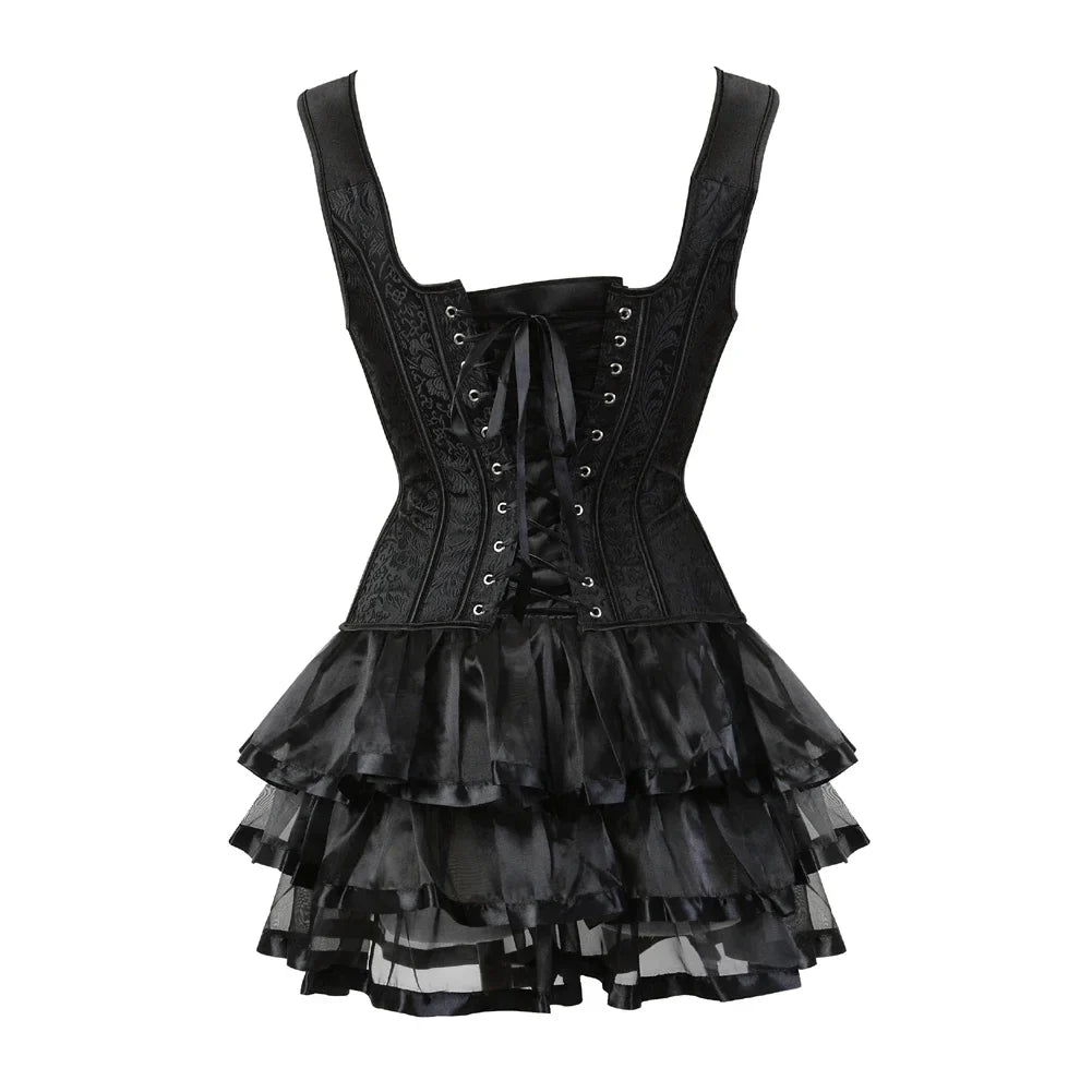 maoxiangshop - Corset Skirt for Women Steampunk Straps Bustiers Dress Sexy Corsetto Dresses Classic Clubwear Carnival Costume Halloween Outfits
