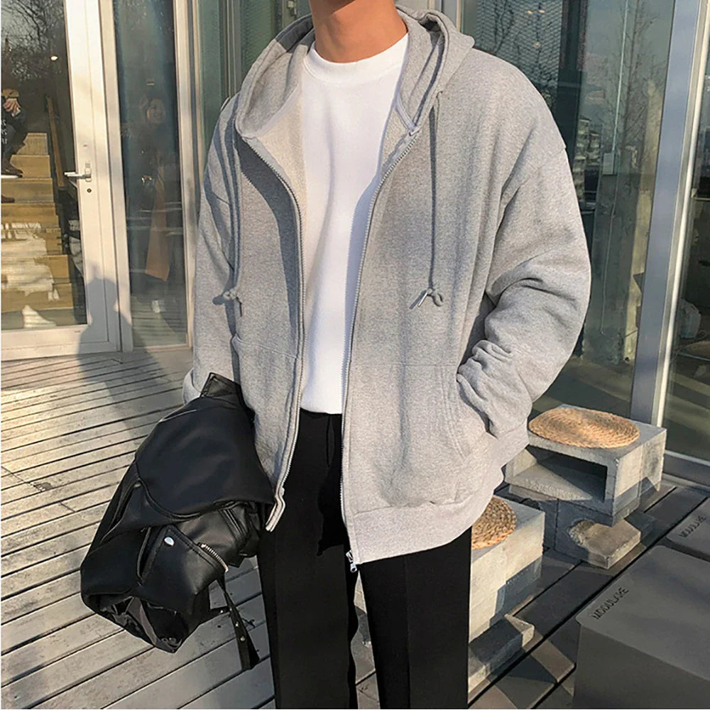 maoxiangshop Fashion Mens Jacket Coat Long Sleeve Sweatshirts Oversized Zipper Hoodies Streetwear Loose Man Hoodies Casual Jacket