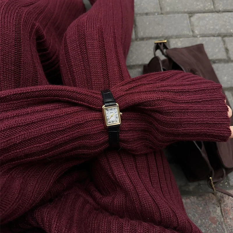 maoxiangshop - Knit Sweater Pants Set With Scarf Women Loose V-neck Long Sleeve Pullover Elastic Wide Leg Trouser Set 2024 Autumn Lady Outfits