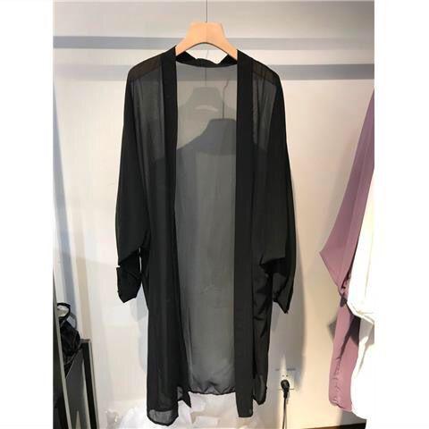 maoxiangshop long Jacket Women Summer Thin Loose See-through Sunscreen Pure Long Sleeve Sexy Coat Chiffon Bohemian Female New Fashion Tops