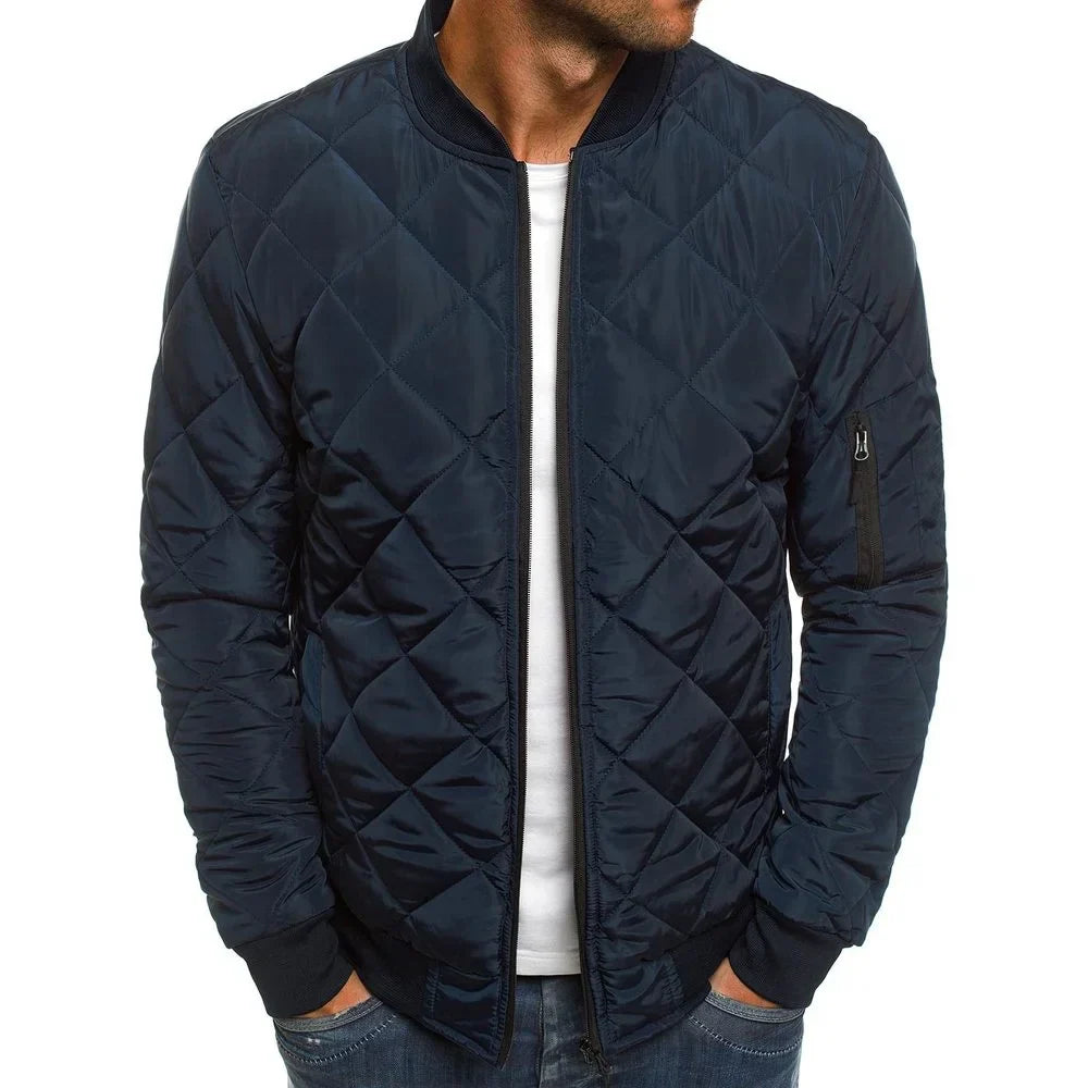 maoxiangshop Winter New Cotton Jacket Men's Baseball Collar Mesh Pressed Lightweight Cotton Jacket Vintage Flight Casual Long Sleeve
