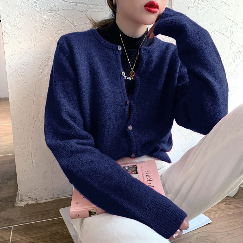 Women's Gray Button Down Lightweight Knit Cardigans Cashmere Sweaters Black Fall Long Sleeve Ladies Tops